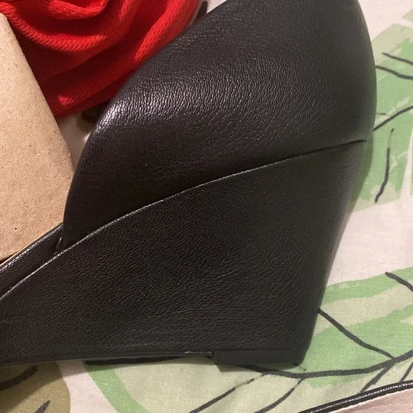 Franco Sarto Leather Pump Heels Black Fenway Leather Wedge Size 12 - Picture 5 of 10